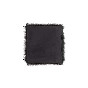 Laredo Black Faux Sheepskin Fur Chair Pad with Ties (Set of 2)