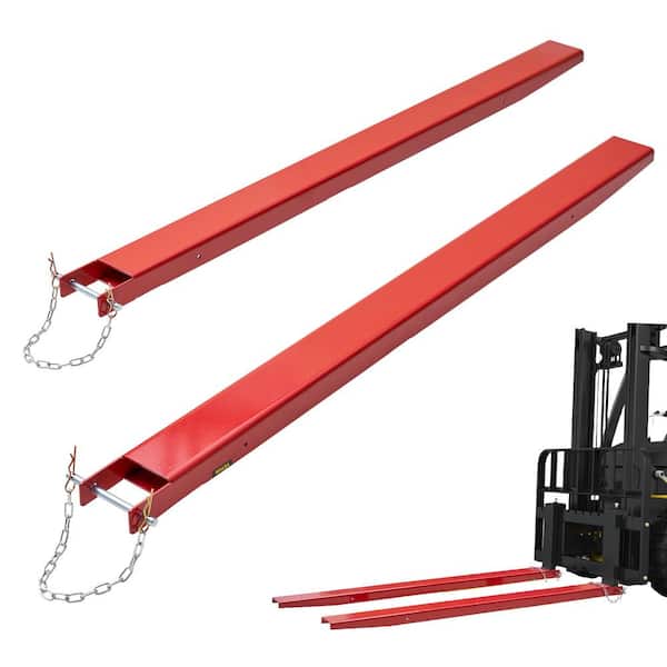 VEVOR Pallet Fork Extension 82 in. L x 4.5 in. W Heavy-Duty Carbon Steel Fork Extensions with Pins for Forklifts (1-Pair, Red)
