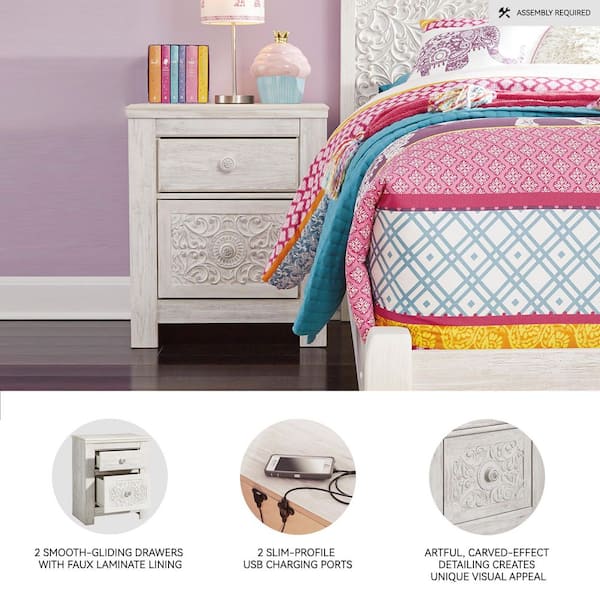 Signature DESIGN BY ASHLEY Paxberry Whitewash 2-Drawer 24.21 in. W