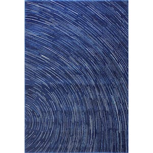 Everek Dk. Blue 9 ft. x 12 ft. (8'6" x 11'6") Abstract Contemporary Area Rug