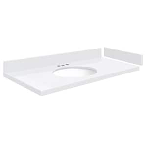 Silestone 39.5 in. W x 22.25 in. D Quartz White Round Single Sink Vanity Top in Miami White