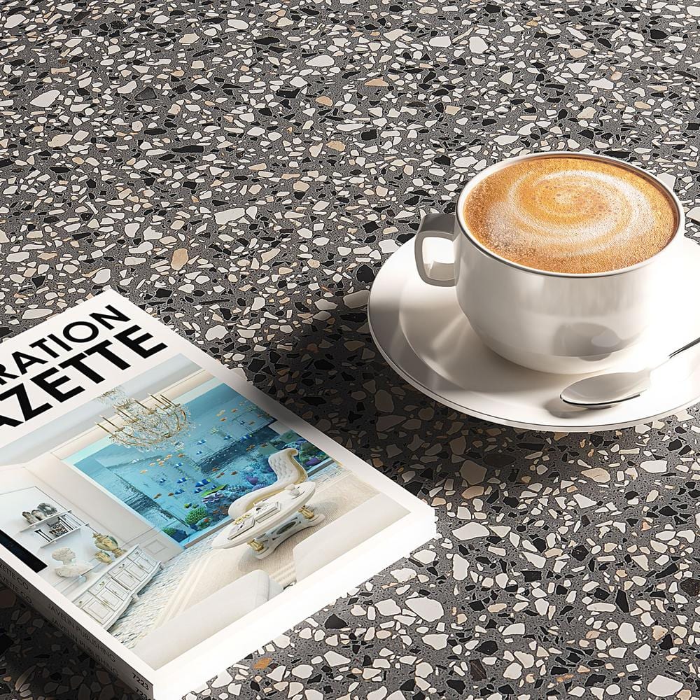 Italia Mora 24-in x 24-in Honed Gray Terrazzo Tile
