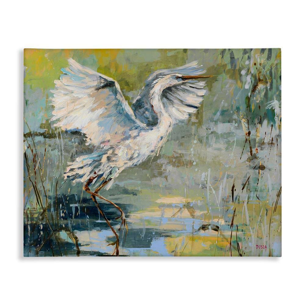 Radiant Crane at Pond by Dusza Unframed Animal Graphic Art Print 30 in. x 40 in. price history on PriceWatchPro