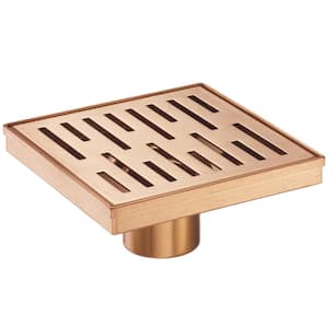 4 in. Square Stainless Steel Drain Shower with Slot Pattern in Rose Gold