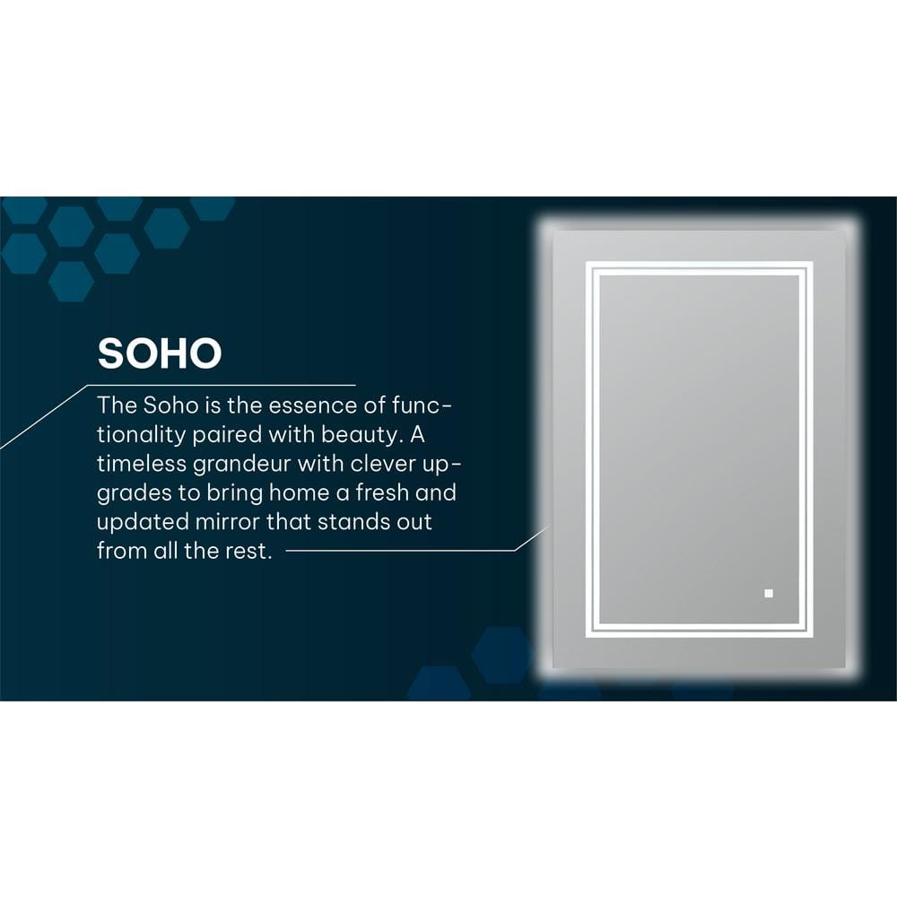 Soho Sleek LED Lighted Bathroom Mirror 72"x36" with Defogger and Dimmable Ambience