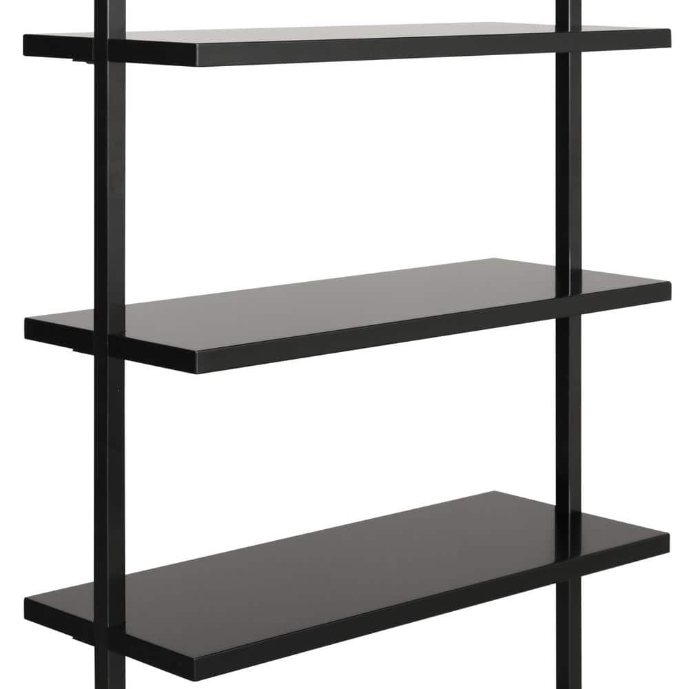 Theo Matte Black 6-Shelf Wood Ladder Bookcase