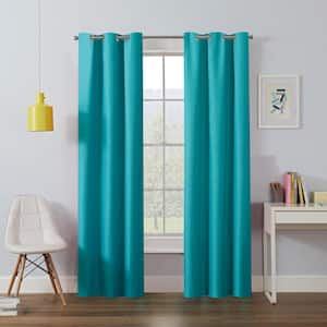 Kendall Turquoise Polyester Solid 42 in. W x 63 in. L Grommet Blackout Curtain (Single Panel)