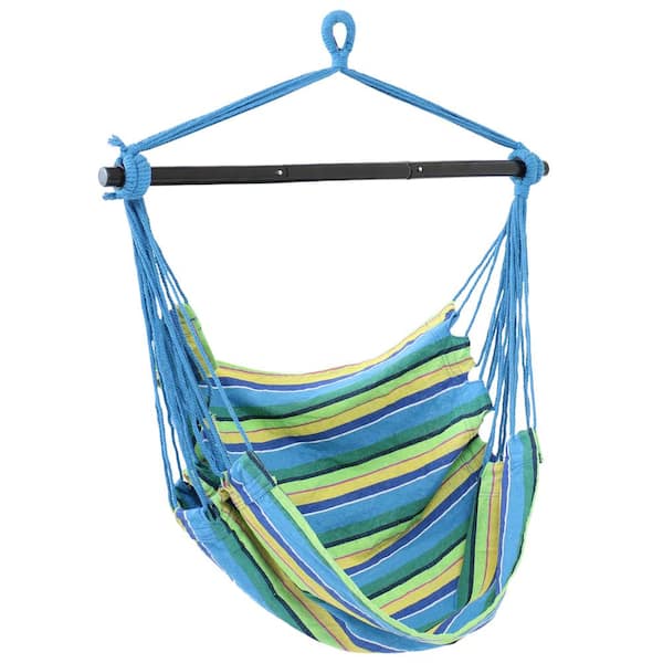 Sunnydaze 3 ft. Hanging Rope Hammock Chair Swing with Collapsible Bar