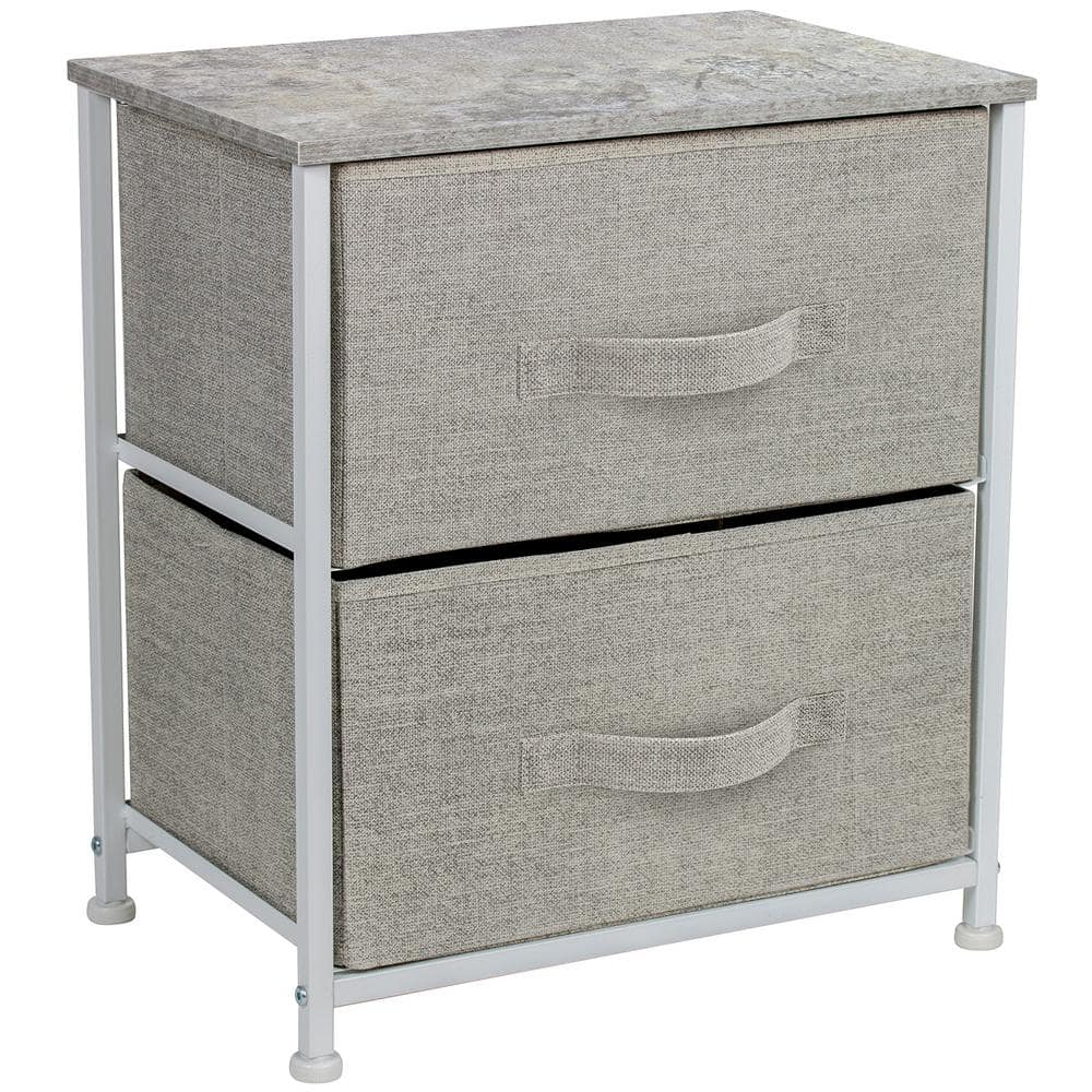 Sorbus Nighstand 2-Drawer Gray Dresser 17.75 in. L x 11.87 in. W x 20 in. H  DRW-2D-GRY The Home Depot