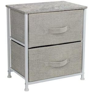 Nighstand 2-Drawer Gray Dresser 17.75 in. L x 11.87 in. W x 20 in. H