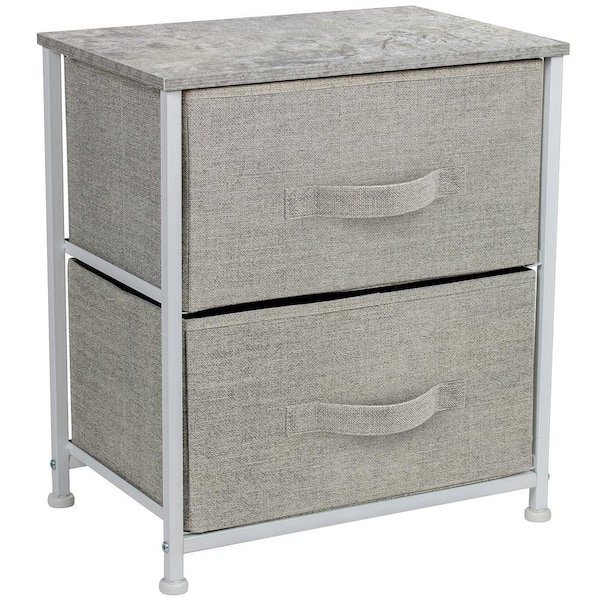 Sorbus Nighstand 2-Drawer Gray Dresser 17.75 in. L x 11.87 in. W x 20 in. H