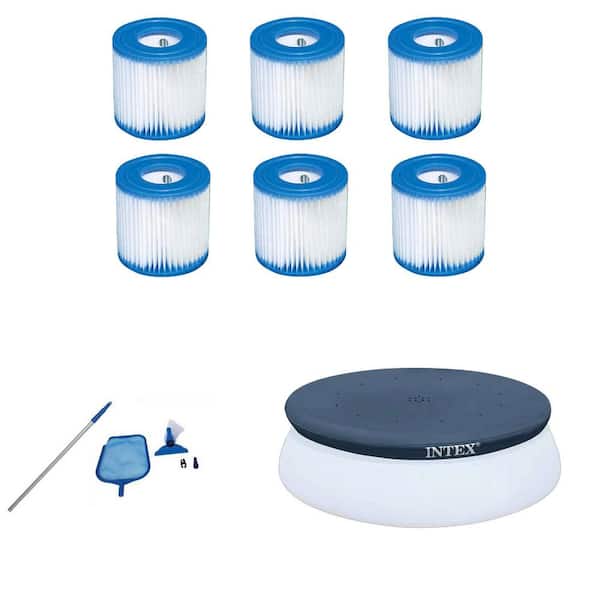 12 ft. x 120 in. Round Type H Replacemant Filter Cartridge (6), Cleaning Kit and Inflatable Pool Cover, 1.2 lbs.
