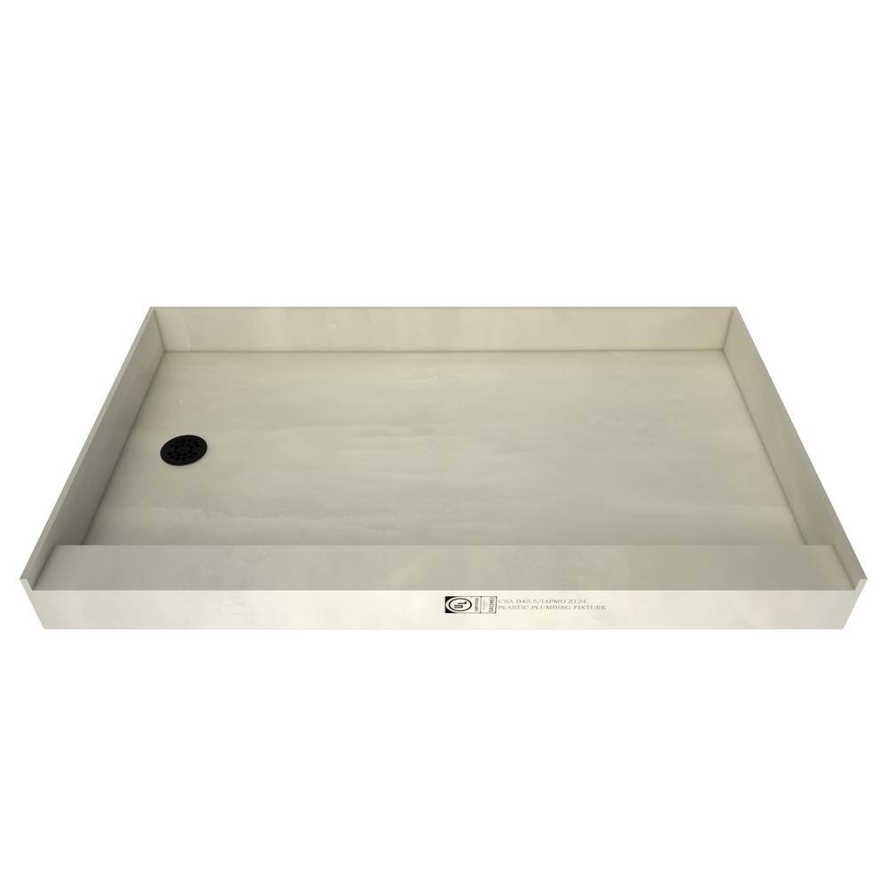 Matte Black 60" x 36" Shower Pan with Integrated Bench