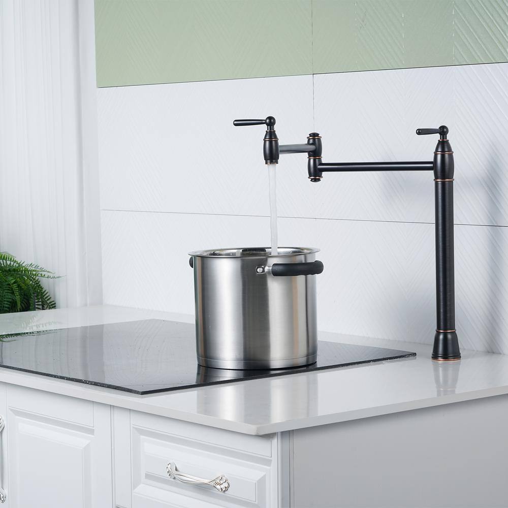 Oil Rubbed Bronze Double Handle Pot Filler Faucet