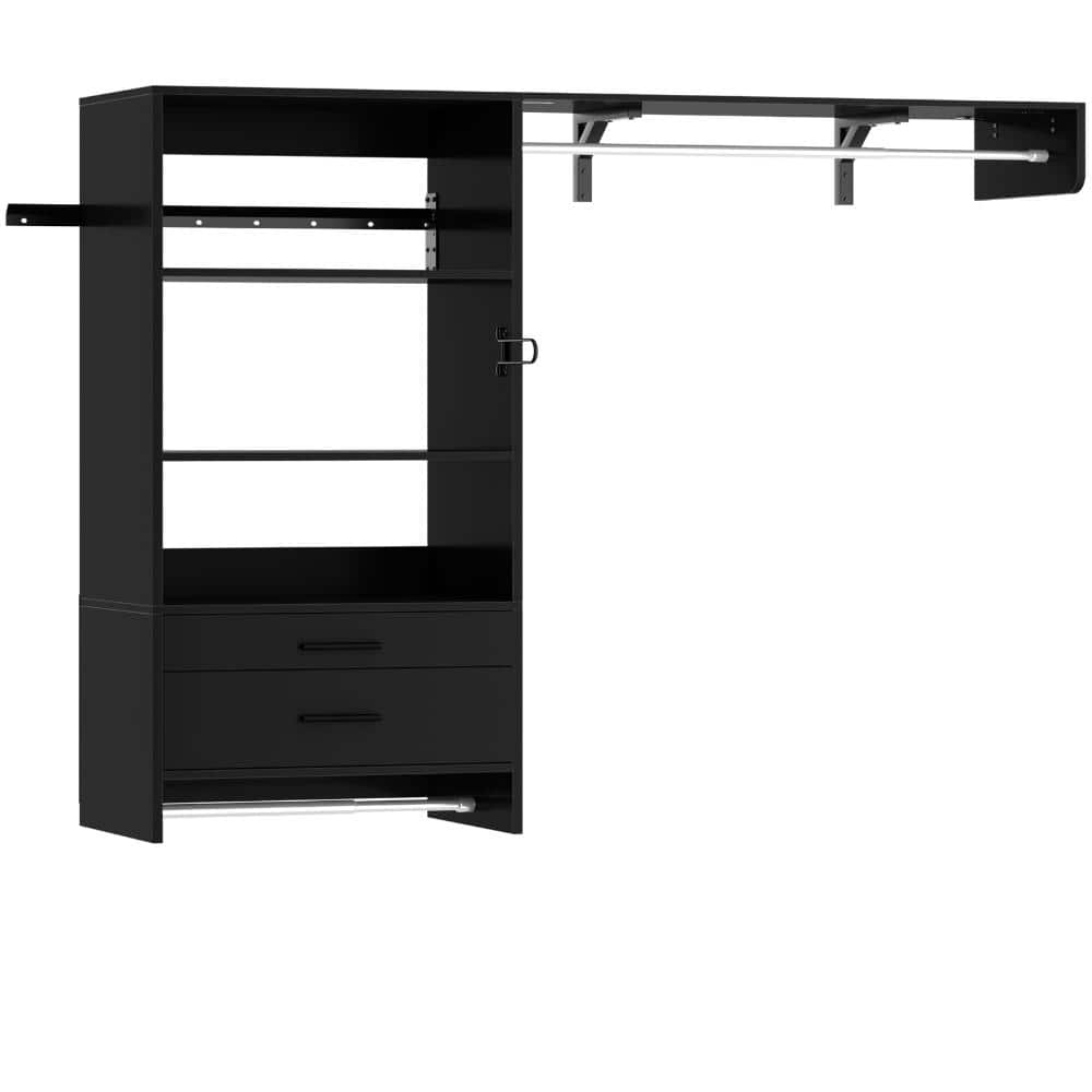 60 in. W Black Tower Wall Mount 5-Shelf Wood Closet System With 1 Pull-Out Stand Shelf 2 Hanging Rods price history on PriceWatchPro