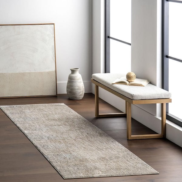 Griselda Medallion Fringe Area Light Beige 3 ft. x 8 ft. Indoor Runner Rug