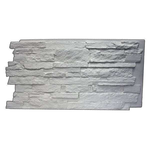 Superior Building Supplies Faux Mountain Ledge Stone 24-3/4 in. x 48-3/4 in. x 1-1/4 in. Panel Dove White