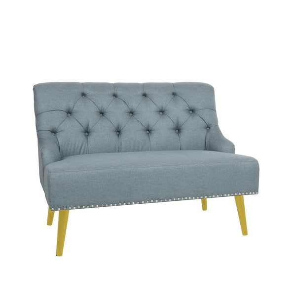 Wateday 43.70 in. Blue Solid Fabric 2-Seater Loveseat Sofa