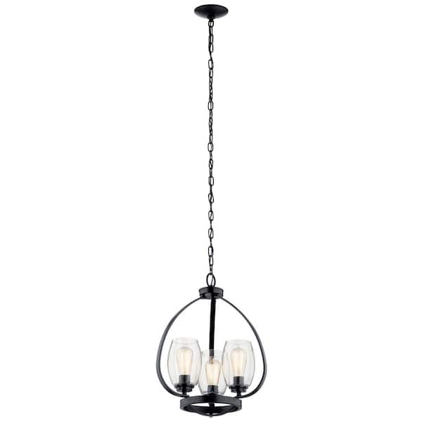 Tuscany 3 Light Ceiling Chandelier Acrylic Droplets Black