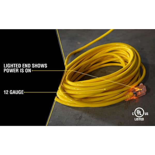 Hyper Tough Indoor & Outdoor Heavy Duty Vinyl Extension Cord - Yellow - 50 ft