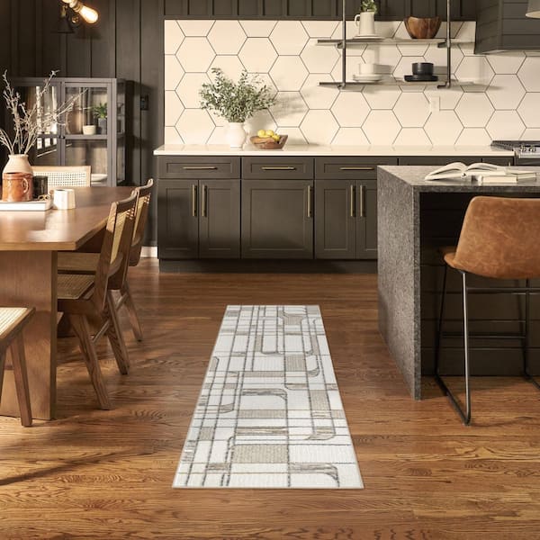 Nordic Ivory Multicolor 2 ft. x 6 ft. Abstract Contemporary Runner Area Rug