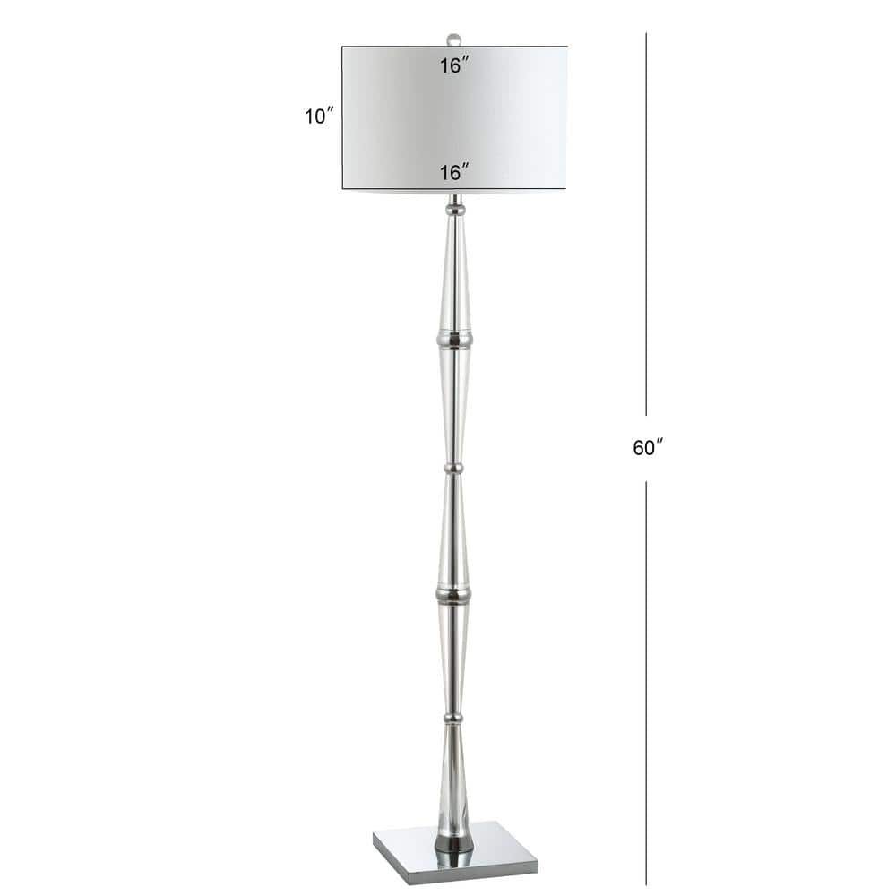 Francine 60" Crystal Chrome Floor Lamp with White Drum Shade