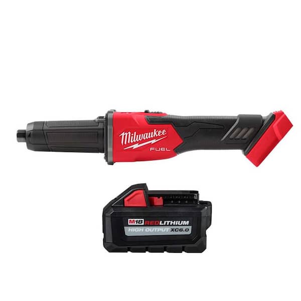 M18 FUEL 18-Volt Lithium Ion Brushless Cordless 1/4 in. Braking Die Grinder Slide Switch with 6. 0Ah High Output Battery