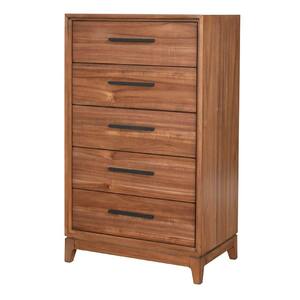 L 5-Drawers Brown Chest with Wooden Frame 47.5 in. H x 28 in. W. x 18 in.