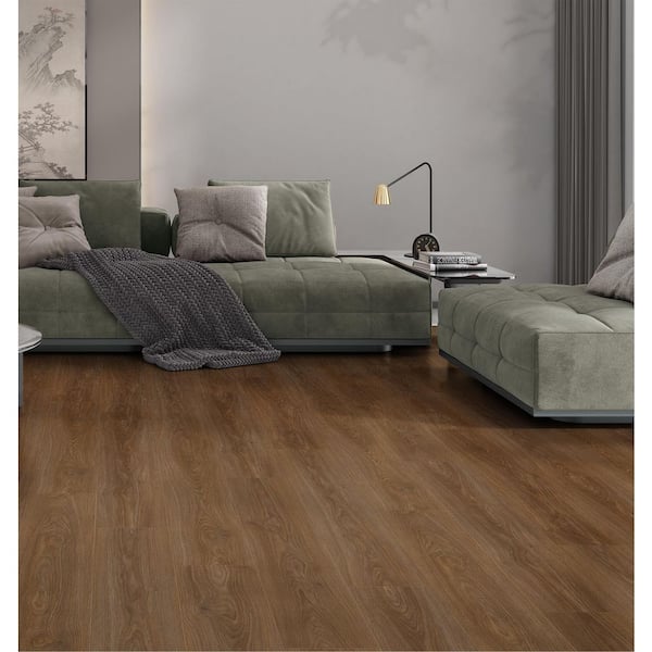 Sutton Place Oak 14 mm T x 8 in. W Waterproof Laminate Wood Flooring(13.28 sq. ft. /case)