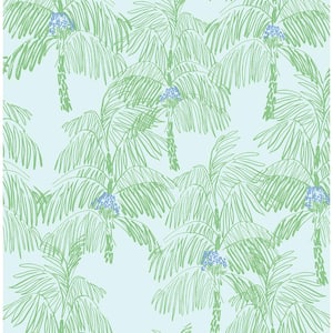 Palm Beach Baby Blue and Seafoam Tropical 20.5 in. x 18 ft. Peel and Stick Wallpaper