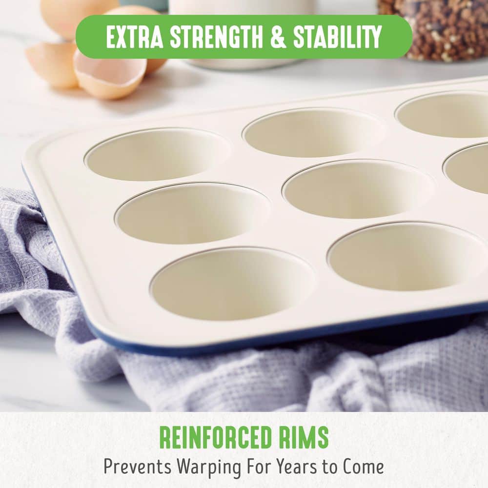 Blue 12-Cup Nonstick Ceramic Muffin Pan