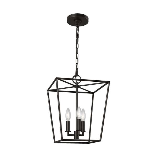 Generation Lighting - Viota Small 3-Light Aged Iron Dining Room Entry Hallway Transitional Pendant Light