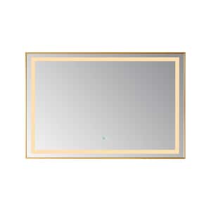 Teruel 36 in. W x 32 in. H Large Rectangular Aluminum Framed LED Wall Bathroom Vanity Mirror in Brushed Gold