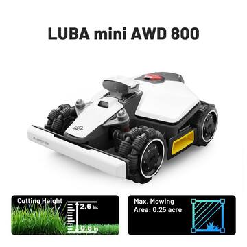 MAMMOTION LUBA mini AWD 800 7.9 in. Robot Lawn Mower (8600 sq.ft) Adjustable Cutting Height (0.8in-2.6in), UltraSense AI Vision LUBA mini AWD 800