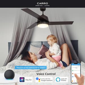 Abraxas II 52 in. Integrated LED Indoor Bronze Smart Ceiling Fan with Light KitandWall Control Works w/Alexa/Google Home