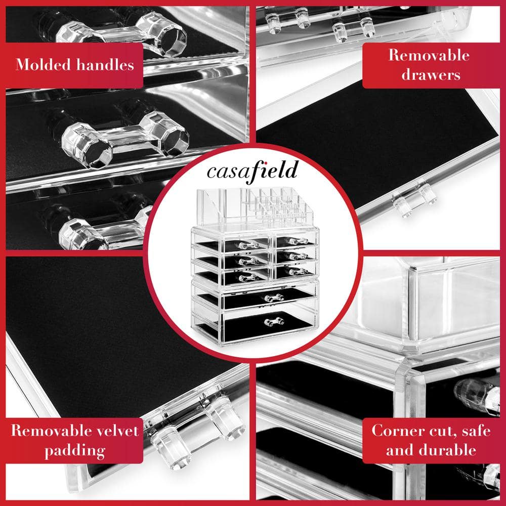 Clear Acrylic 16 Compartment Makeup and Jewelry Organizer