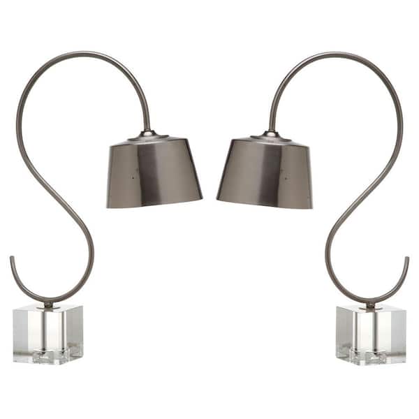 Safavieh Reed 22.5 in. Nickel/Clear Base Desk Lamp (Set of 2)