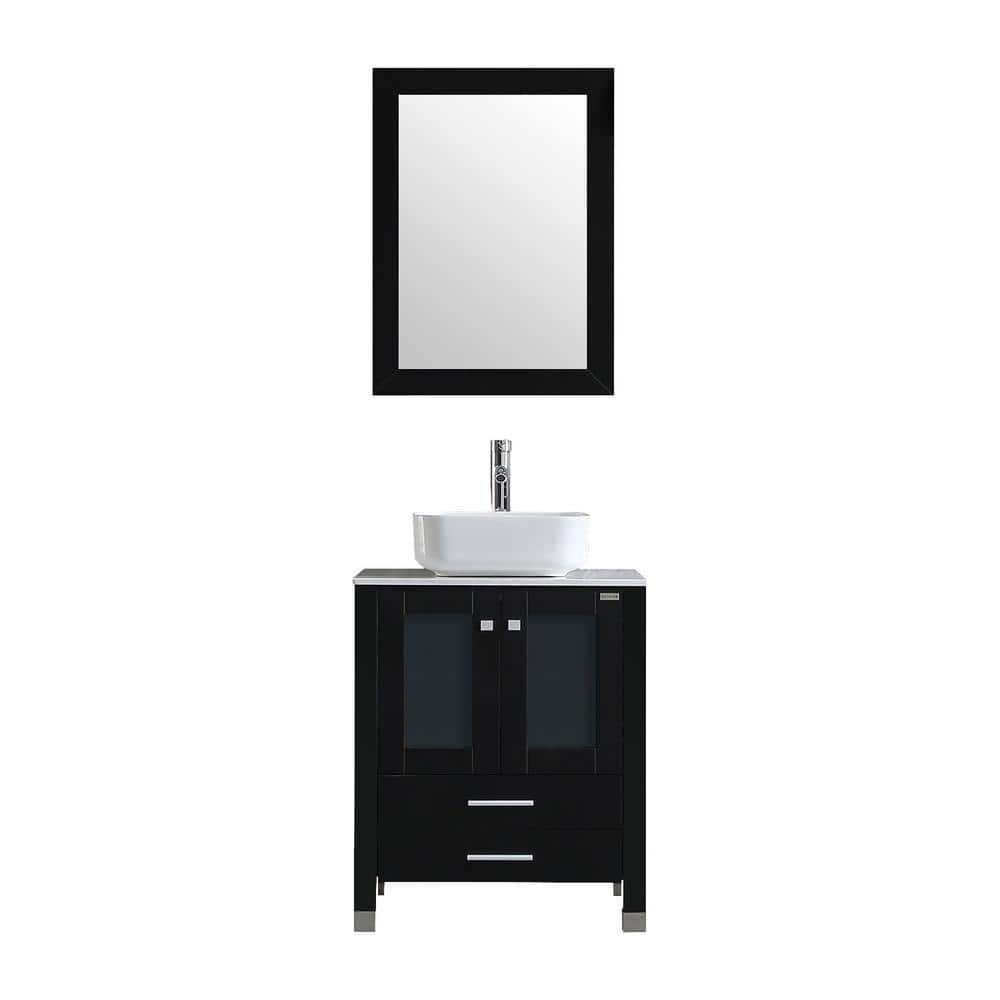 21.7 in. W x 24.00 in. D x 29.5 in. H Single Sink Bath Vanity in Black Cabi