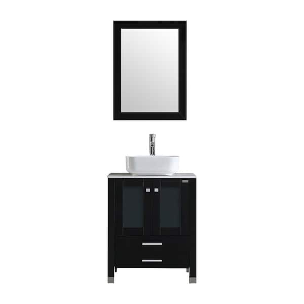 taholi 24 in. W x 21.7 in. D x 29.5 in. H Single Sink Bath Vanity in White with White Top and Mirror