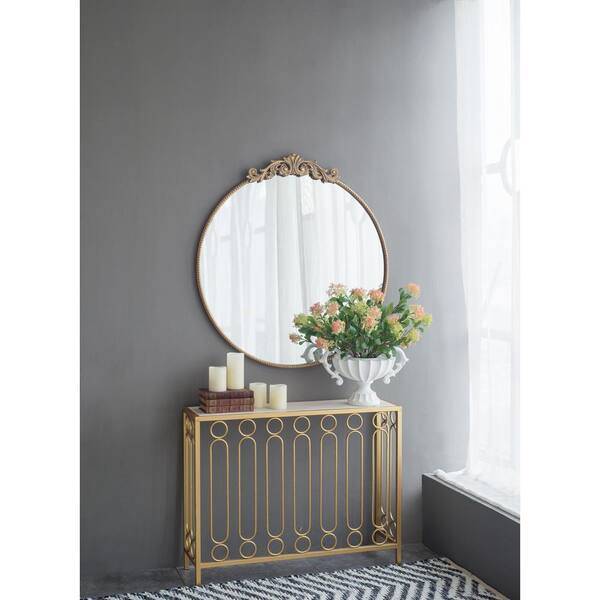 Classic Baroque Inspired 36 in. W x 39 in. H Round Metal Framed