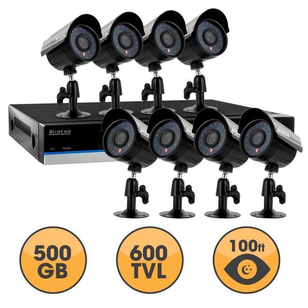 Defender BlueLine 8-Channel 600TVL 500GB Surveillance System with Hard Drive and (8) Cameras