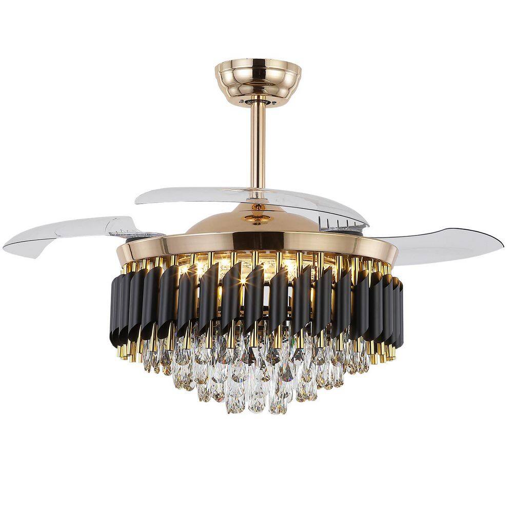 "48"" Indoor Crystal Retractable Gold Ceiling Fan with Lights and Remote/APP Control" price history on PriceWatchPro