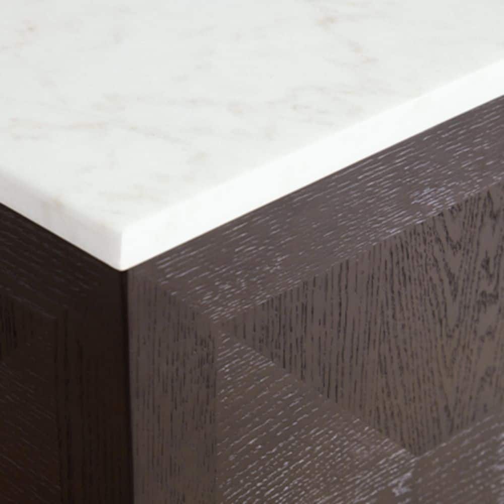Henridge Traditional Black Wood Square Accent Table with White Marble Top