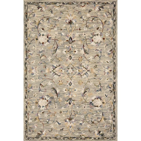 LOLOI II Beatty Grey/Multi 2 ft. 3 in. x 3 ft. 9 in. Traditional 100% Wool Area Rug