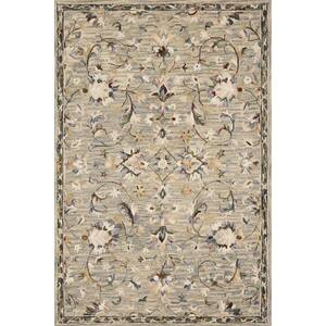 Beatty Grey/Multi 2 ft. 6 in. x 7 ft. 6 in. Traditional 100% Wool Runner Rug