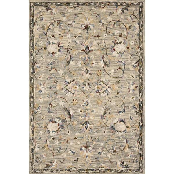 LOLOI II Beatty Grey/Multi 3 ft. 6 in. x 5 ft. 6 in. Traditional 100% Wool Area Rug