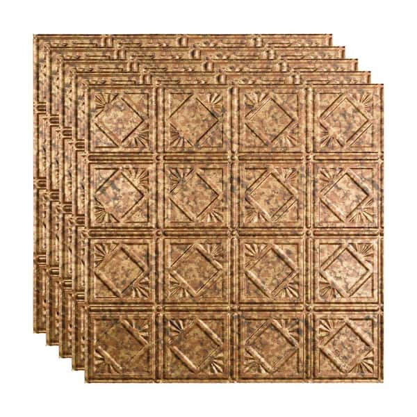 Fasade Traditional #4 2 ft. x 2 ft. Cracked Copper Lay-In Vinyl Ceiling Tile (20 sq. ft.)