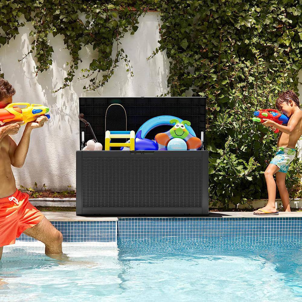 100 Gallon Black Resin Outdoor Storage Deck Box