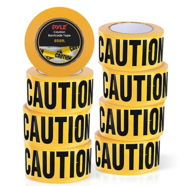 Pyle 8-Pieces 200 Meters Long Tape Roll Suitable for Do Not Enter Barricade Tape Set (Black and Yellow)