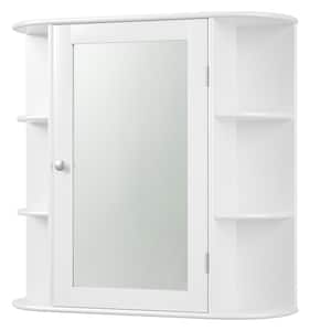 White Wall Mount Storage Cabinet Mirrored Doors Bathroom Mini Cupboard